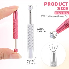 2 PCS Piercing Ball Grabber Tool 4 Claw Jeweler's Pick Up Tool, Diamond Claw Tweezers Piercing Assistant Pen Gem Picker Tool Chip Pick for Small Parts Pickup