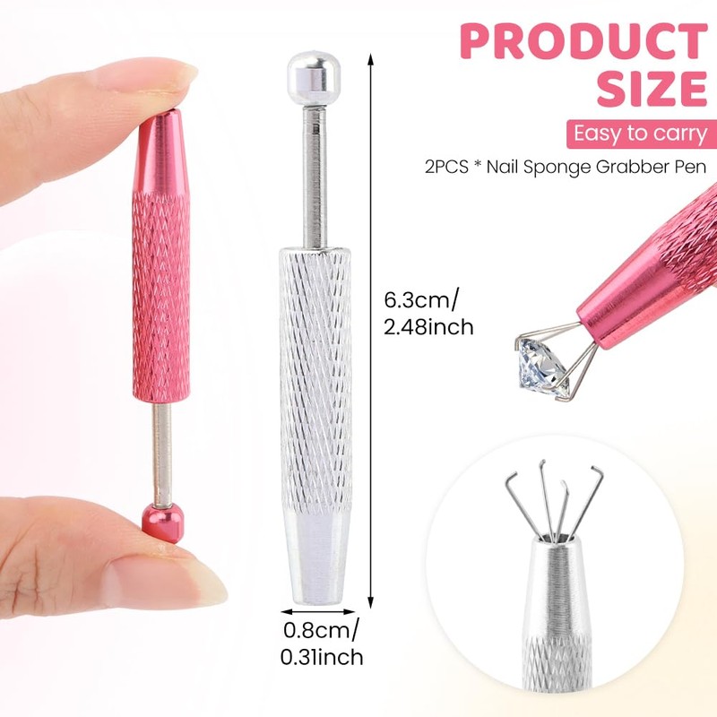 2 PCS Piercing Ball Grabber Tool 4 Claw Jeweler's Pick