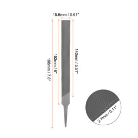 sourcing map Mill File 6 Inch 2.7mm High Carbon Steel Single Cut Flat Hand Rasp File for Deburring and Removing Material