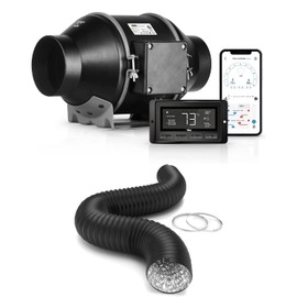 iPower 6 Inch Inline Duct Ventilation Smart Fan (Support Alexa) for Grow Tent, Black