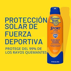 Banana Boat Protector solar Ultramist, protector solar en aerosol para proteger del sol con amplio espectro y rendimiento para deportes, SPF 100