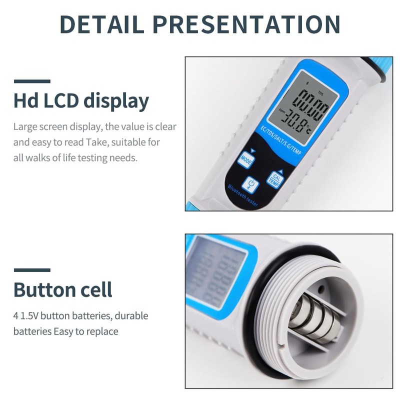B-Qtech Digital Water Quality Tester 5 in 1 TDS/EC/Salt/S.G/Temp Temp,Water