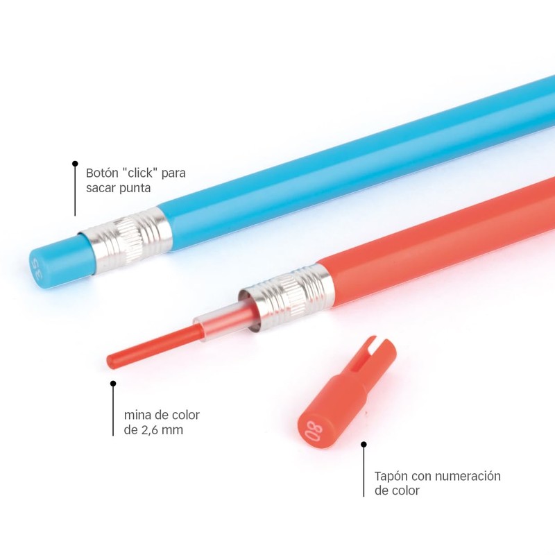 APLI 20080 Color Click Mechanical Pencil with Sharpener and 12