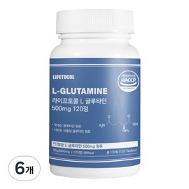 Lifetocol L Glutamine 500mg 96g, 6 units, 120 tablets / 라이프토콜 L 글루타민 500mg 96g, 6개, 120정
