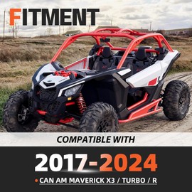 Kojem UTV Side Nerf Bars Rock Slider Compatible with 2017-2024 Can Am Maverick X3 / Turbo/R 2-Doors Replacement for 715003438 UTV Tree Kicker Protector - Red