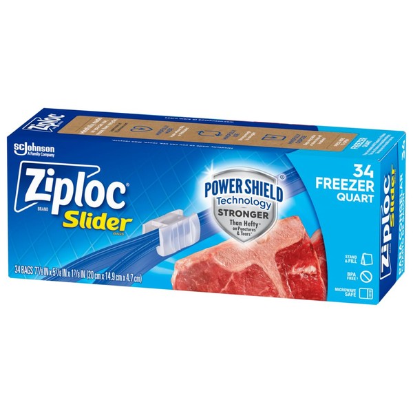 Ziploc Ziploc Quart Food Storage Freezer Slider Bags, Power Shield