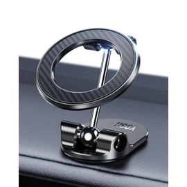 YOSH Magsafe Car Holder, Car Holder, Aluminum Alloy, Folding, Carbon Design, Carbon Fiber Design, 360 Degree Adjustment, Extended Range of Motion, Certified Double-Sided Tape, Magnetically