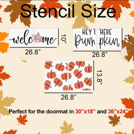 Fall Stencils for Door Mat 27”x14” Pumpkin Stencils for Porch Welcome Doormat Autumn Leaves Gather Draw Templates for Doormat Wood Signs DIY Crafts Decor