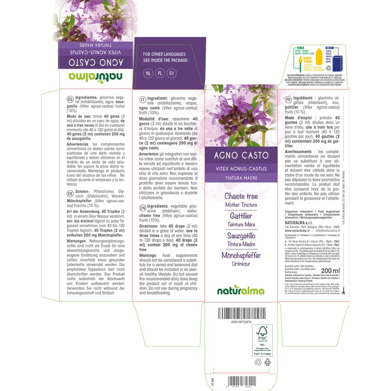 Monk's Pepper (Vitex agnus-castus) Fruits Alcohol-Free Mother Tincture Naturalma -