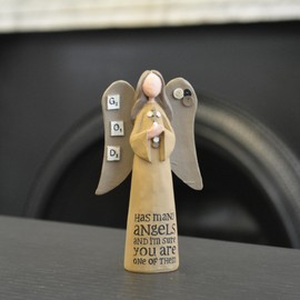 Feather & Grace Angel Hand Painted Decorative Figurine Resin with Has Many Angel Message Pefect Decortation for Living Room, Bookshelf, Desk Gift for friend & family