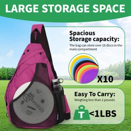 MOYAQI Disc Golf Bag with Retriever Holder and Storage Pockets, Disc Golf Backpack with 8-10 Disc Capacity, Padded Adjustable Strap and Back Panel, Lightweight and Durable (Rose Pink)
