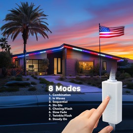 West Ivory 2286LEDs, 2x150ft USA American Red White Blue, LED Rope Light w/ 8 Mode, Connectable Outdoor Permanent Waterproof Accent Exterior Lighting, Safety Fuse, PVC Case, Backyard Patio, Decorative