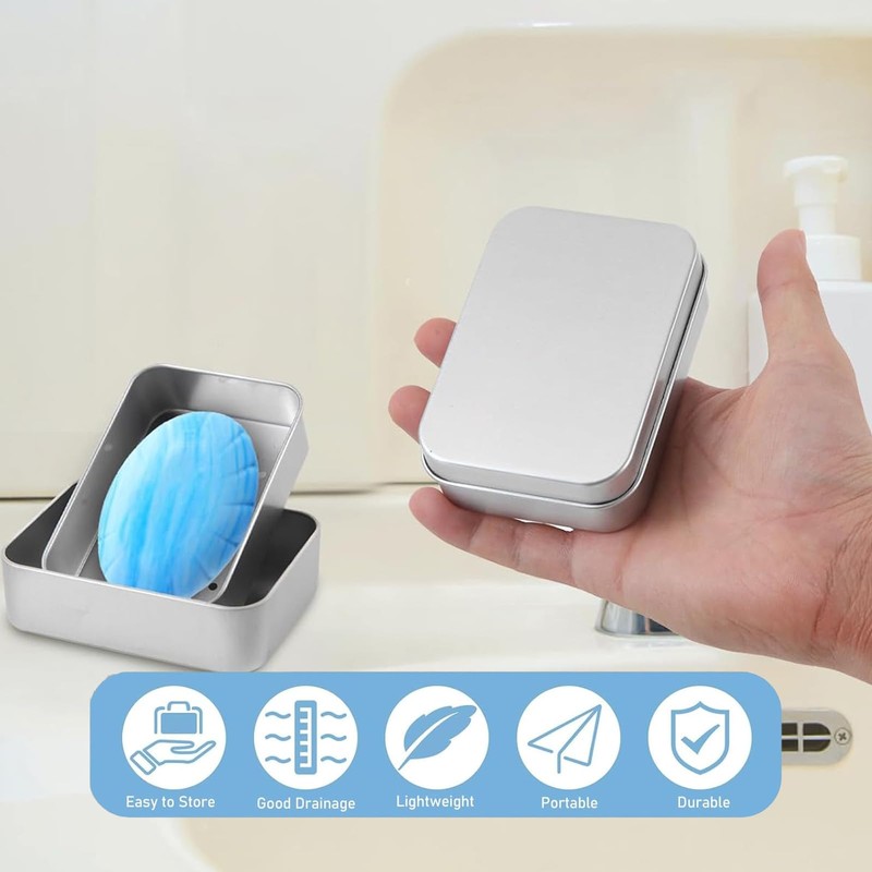 Soap Dish with Lid, 4 Pack Aluminum Soap Box, Leakproof