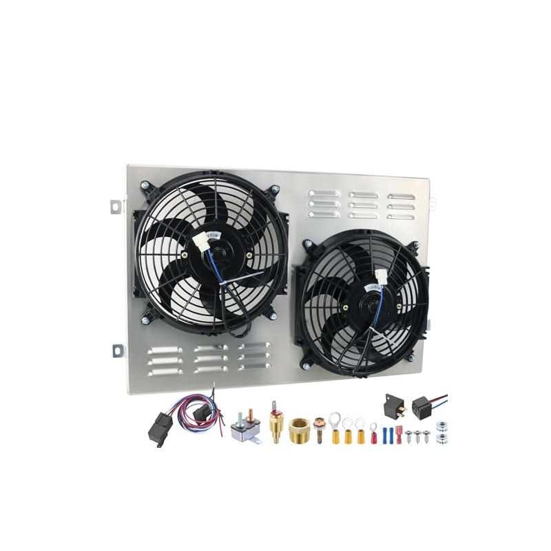 HKAUTOPART Performance Aluminium Radiator Shroud + 2 X 10 Inch