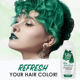 Punky Colour 3-In-1 Color Depositing Shampoo + Conditioner, PC91071, Greengarious, 250 millilitre