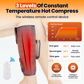 Leg Massager, Cordless Remote Control Calf Massager, 3 Modes and 5 Intensities, Heat Function, Type-C Fast Charging, Adjustable Size, Relieve Leg Muscle Pain, Promote Blood Circulation,Blue