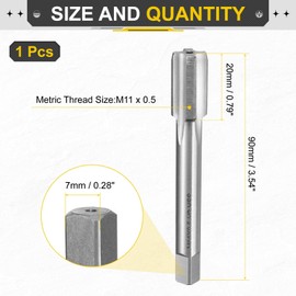 sourcing map Hand Plug Tap M11 x 0.5 H2 Metric Thread Plug Style Taps Straight Flute Screw Tapping Threading Tool High Speed Steel HSS6542