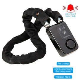 Solebe Bluetooth Smart Chain Lock Bike/Motorcycle/Gate/Door Keyless Lock with Anti Theft Alarm 110dB Phone APP Control(Black 31.5 Inch)