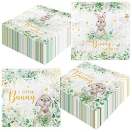 40 Pack Easter Bunny Baby Shower Napkins A Little Bunny is on The Way Paper Napkins Disposable Eucalyptus Rabbit Luncheon Dinner Napkins for Spring Baby Shower Party Supplies