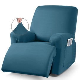 TAOCOCO Recliner Chair Covers Stretch Polyester Fabric 3-Piece for Large Recliners, Soft, Breathable and Skin-Friendly Furniture Protector - Fits Most Recliner Sizes (Turquoise Blue)