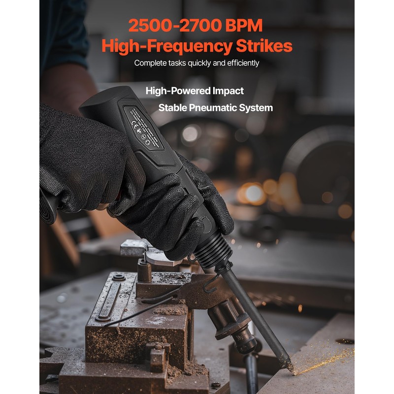 VEVOR Air Hammer, 2500-2700BPM Pneumatic Hammer with 2.76-inch Stroke &