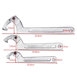 TOOLSTAR Hook Wrench C Wrench 32-76mm Adjustable Hook Wrench Chrome Vanadium Bicycle Motorcycle Repair Tool (1 Piece)