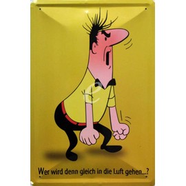 HB Männchen Zigaretten - Wer wird denn gleich in die Luft gehen - Nostalgie Werbung Blechschild 20x30 cm