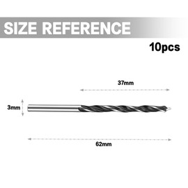 Wood Drill Bits 3 mm, Wood Twist Drill Bit for Precise Woodworking, Concrete Drill, Masonry Drill Long, Granite Drill, Ideal for Wood, Plastic, Rubber and More, Pack of 10