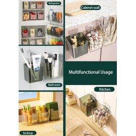 Set of 2 Storage Organizer Bins Wall Mounted Floating Shelves Fridge Organizer Stackable Clear Plastic Storage Bins for Wall, Refrigerator, Kitchen, Bathroom, Countertops, Pantry, BPA Free (Clear)