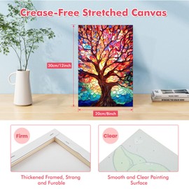 Lxmsja Paint by Numbers Kit for Adults Beginner Children with Frame, Tree of Life Adult Kids' Paint by Numbers Kits on Canvas, Color by Numbers for Adults, Gifts for Women Home Decor, 8x12in