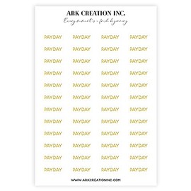 ARK Creation 48 Payday Text Planner Sticker - Calendar Scrapbooking Crafting Stickers (Clear Glossy/Gold)