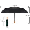 Yaneno Windproof Travel Folding Umbrella Compact Light Real Wood Handle