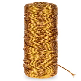 cobee Gold Cord 1.5 mm, Gold Metallic Cord 100 m Glitter Gold Cord for Crafts Non-Elastic Cord Cord DIY Craft Cord for Crafts Wedding Decorating Gift Wrapping (1.5 mm)