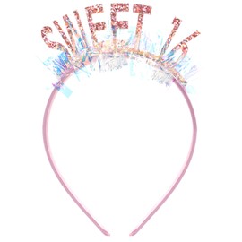 COCIDE SWEET 16 Birthday Headbands for Women Birthday Girl Headband Birthday Tiaras for Girls Happy Birthday Crowns Party Decorations (Pink-1)