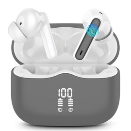 Bluetooth Kopfhörer, Kopfhörer Kabellos Bluetooth 5.3 In Ear Kopfhörer mit 4 ENC Mic, Kabellose Kopfhörer Tiefer Bass 40Std Wireless Earbuds Noise Cancelling, IP7 Wasserdicht, LED-Anzeige, Dunkelgrau