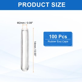 HARFINGTON 100pcs Round Rubber End Caps 2mm ID Bolt Covers Caps Vinyl Rubber Flexible Screw Thread Protectors for Metal Tube Rod Bolts, Translucent