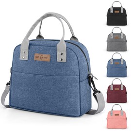 Lunch Bag Insulated Lunch Tote Bag with Adjustable Strap Reusable Lunch Box for Women/Men/Kids Leakproof Lunch Bags Portable Thermal Cooler Bag for Work School Picnic, Blue