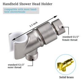 All Metal Handheld Shower Head Holder, Adjustable Shower Wand Holder with Brass Pivot Ball，Shower Arm Holder Mount for Connecting Shower Arm and Shower Hose，Nickel