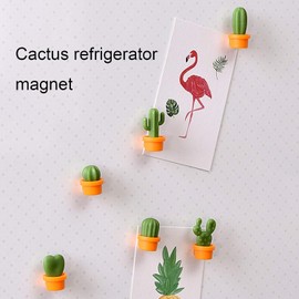 6Pcs White Fridge Magnets, Cute Cactus Sticker Magnet Stickers, Whiteboard Magnet Decorative Locker Fridge Stickers for Home Kitchen Office Use Refrigerator Magnets