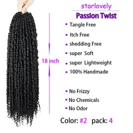 Starlovely Passion Twist Hair 18 Inch, Pre-Looped Crochet Braids for Black Women, Bohemian Curly Twist, Synthetic Hair Extensions #2