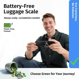 INFOOD Battery-Free Digital Luggage Scale, Suitcase Scale for Travel, Portable Luggage Weight Scale with Hook & LCD Display for Luggages, Packages & Bags, 110lb/50kg Handheld Scale, Black