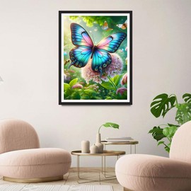 QINRUBB DIY Butterfly Diamond Painting Adults, 5D Flowers Diamond Painting Pictures Beginners, Dreamland Round Full Drill Diamond Painting Embroidery Cross Stitch Gifts Home Wall Decor 30 x 40 cm