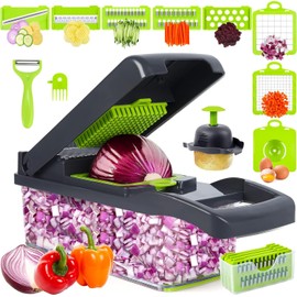 Vegetable Chopper, Multifunctional Kitchen Vegetable Slicer Dicer Cutter, Mandoline Vegetable Slicer Salad Chopper, Carrot and Garlic Chopper - Veg Chopper and Dicer - Kitchen Tools & Gadgets