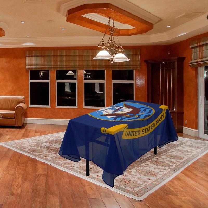 MSFHHA Navy Army Flag Tablecloth - Fade-Resistant, Washable, 59 Inches