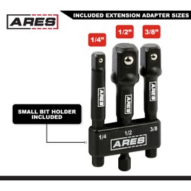 ARES 22022-3" Impact Grade Socket Adapter Set - Turns Impact Drill Driver into High Speed Socket Driver - 1/4", 3/8", and 1/2" Drive