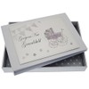 White Cotton Cards New Grandchild Tiny Album (Silver Pram and