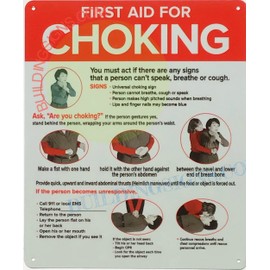 FIRST AID FOR CHOKING SIGN - RESTURANT CHOKING SIGN (WHITE, REFLECTIVE,ALUMINIUM-RUST FREE, 10x12 INCH)