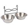 Stainless Steel Dual Hanging Food Water Bowl Feeder with Hook