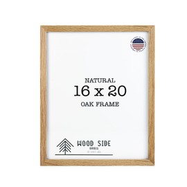 Oak Wood Picture Frames 16x20 - Natural Light Solid Wood Photo Frame Real Glass Wall Mount