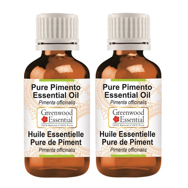Greenwood Essential Pure Pimento Essential Oil (Pimenta Officinalis) Natural Therapeutic Quality Steam Distilled (Pack of Two) 100 ml x 2 (6.76 oz)